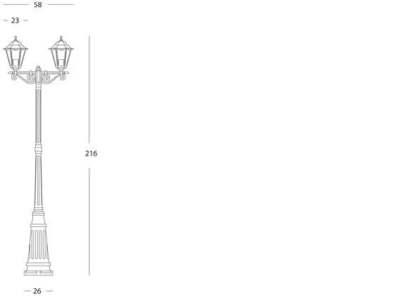 Lampada Palo Alto Due Luci per Giardino Colore Nero e Oro per Esterno Linea Merlet Sovil