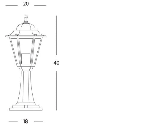 Lampada Palo Paletto da Cancello Colore Nero per Esterno Linea Mini Esagonale Sovil