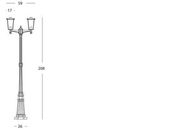 Lampada Palo Alto Due Luci per Giardino Colore Ruggine per Esterno Linea Notorius Livos