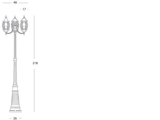 Lampada Palo Tre Luci per Giardino Colore Grigio per Esterno Linea Molata Sovil