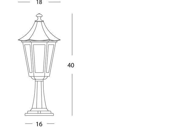 Lampada Palo Paletto da Cancello Colore Nero per Esterno Linea Pagoda Sovil