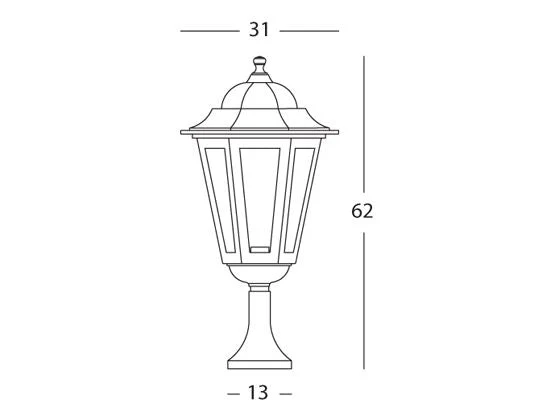 Lampada Palo Paletto da Cancello Colore Nero per Esterno Linea Maxi Esagonale Livos