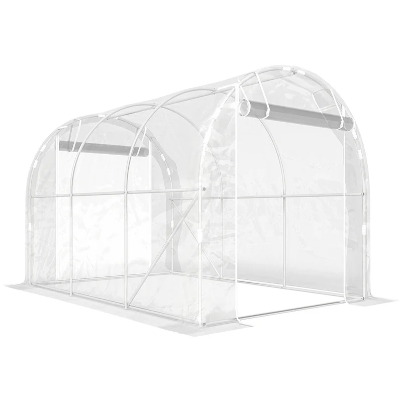 Serra a Tunnel 2x3x2 m con Porte Avvolgibili Telaio in Acciaio e Copertura in PE Anti-UV Trasparente