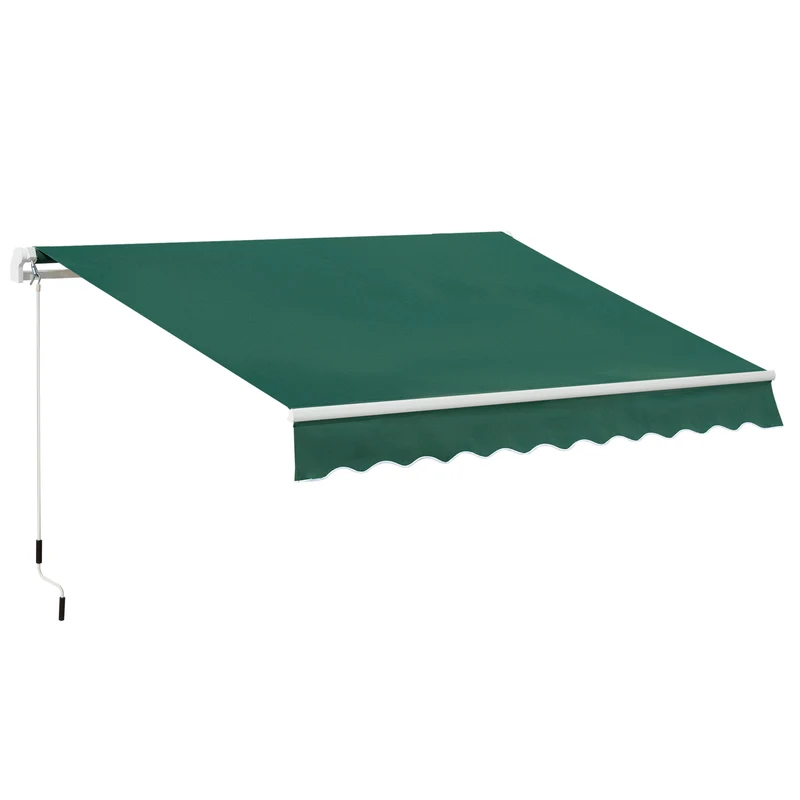 Tenda da Sole a Manovella 3x2 m ad Angolazione Regolabile in Alluminio Acciaio e Poliestere Verde