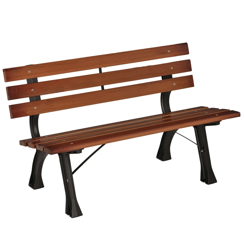 Panchina da Giardino 2 Posti 120x57x70 cm a Doghe in Ghisa e Legno di Abete Caffè