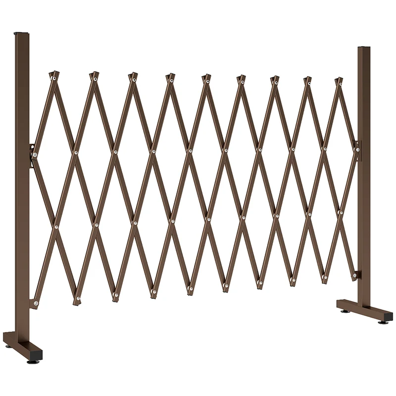 Recinzione per Giardino 250x31x103,5 cm a Larghezza Regolabile in Metallo e Alluminio Marrone