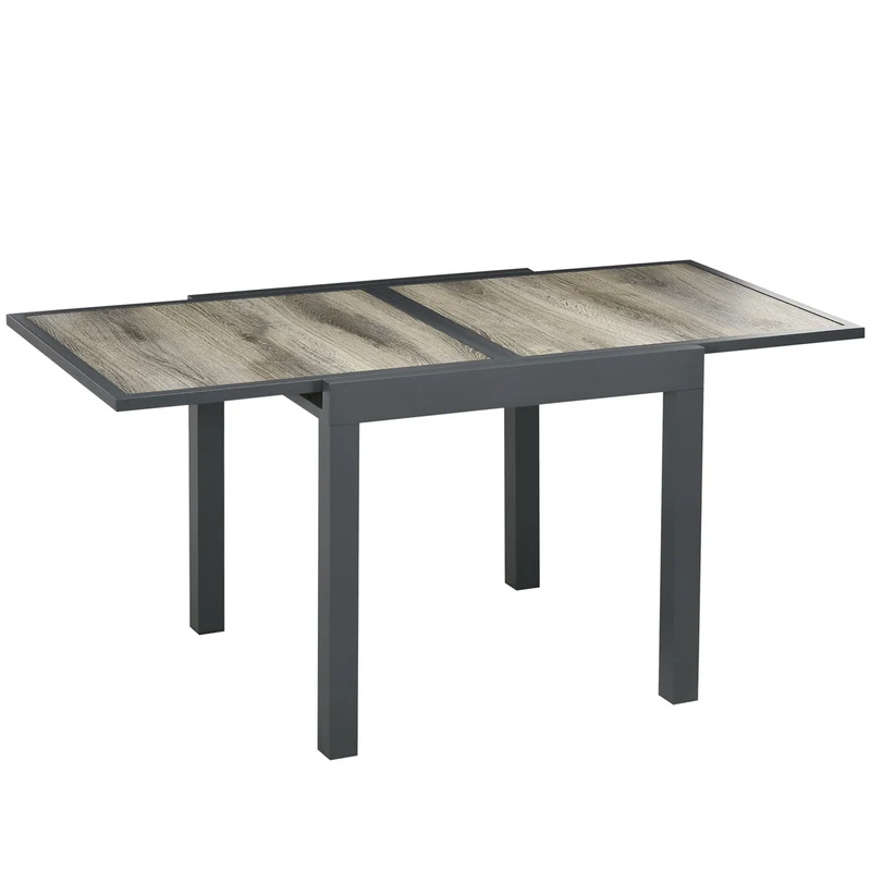 Tavolo da Giardino 80-160x80x75 cm Allungabile per 6 Persone in Plastica e Alluminio Beige