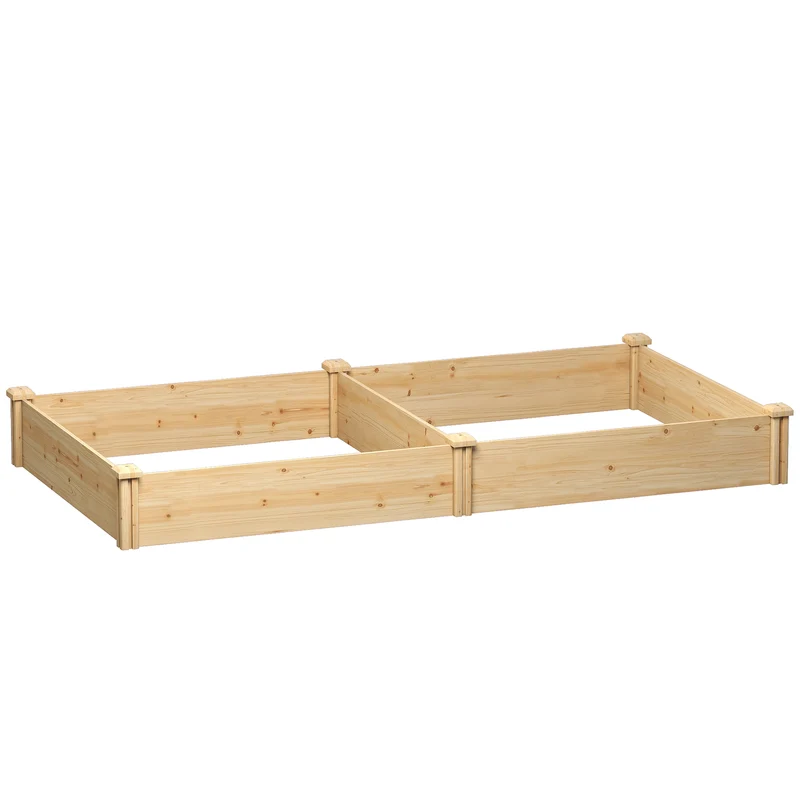 Orto in Cassetta 235x121x26 cm con Divisorio Centrale e Fondo Aperto in Legno di Abete