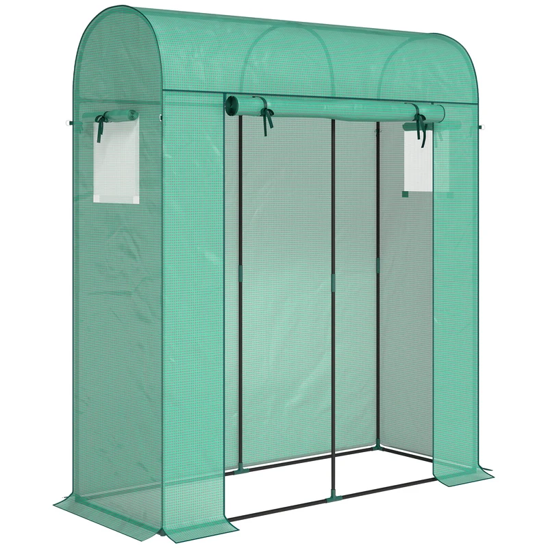 Serra da Giardino 170x68x200 cm Porta Avvolgibile e Finestre a Rete con Rivestimento in PE Verde