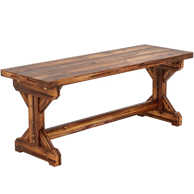 Panca da Giardino 2 Posti 114x40x46 cm Senza Schienale in Stile Rustico in Legno di Abete