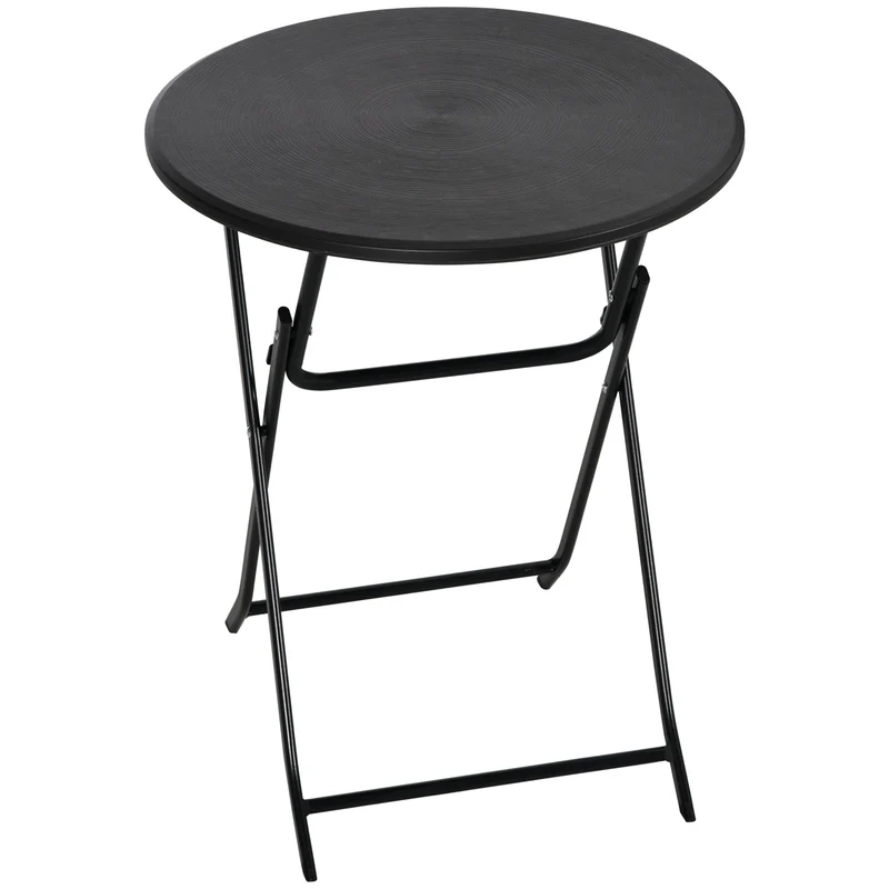 Tavolo da Giardino Ø60x73 cm Rotondo e Pieghevole in Acciaio e HDPE Grigio Scuro