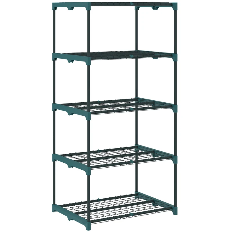Portapiante a 5 Livelli Aperti 67x49x138 cm in Acciaio e Plastica Verde Scuro