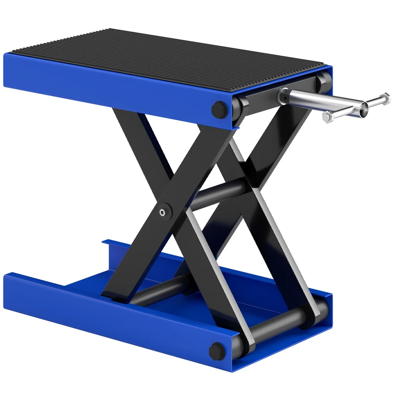 Cavalletto Alzamoto Pieghevole e Antiscivolo 41,5x23,5x10-37 cm in Acciaio e Gomma Blu e Nero