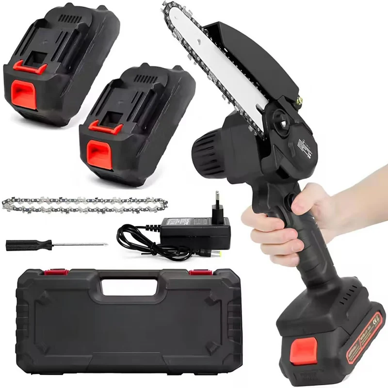Mini Motosega Elettrica con Doppia Batteria Sega Portatile per Potatura con Accessori