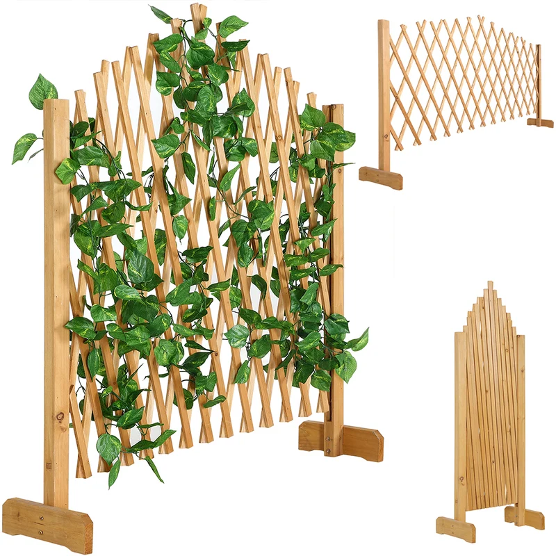 Grigliato Autoportante Estensibile da Giardino Divisorio Pieghevole per Rampicanti in Legno