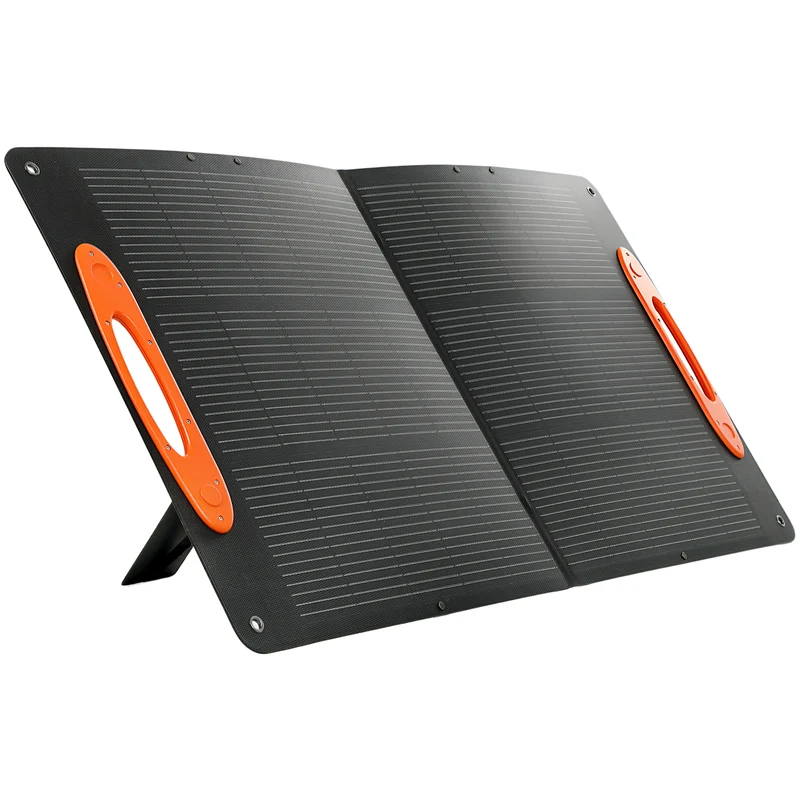 Caricabatteria Solare 100W Pieghevole con Attacco USB-A e USB-C per Ricarica Rapida IP67 Nero