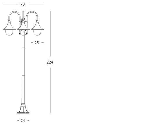 Lampada Palo per Giardino Alto Tre Luci Colore Nero per Esterno Linea Lampara Sovil