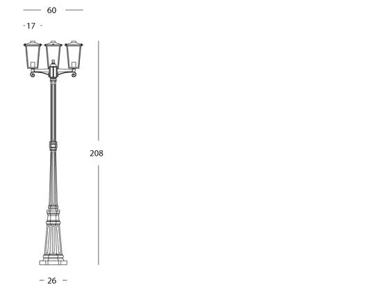 Lampada Palo Alto Tre Luci per Giardino Colore Bianco e Oro per Esterno Linea White Livos