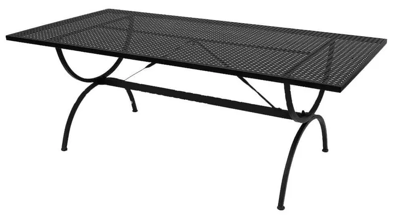 Tavolo Rettangolare da Giardino 200x100 cm in Ferro Vorghini Lugano Nero