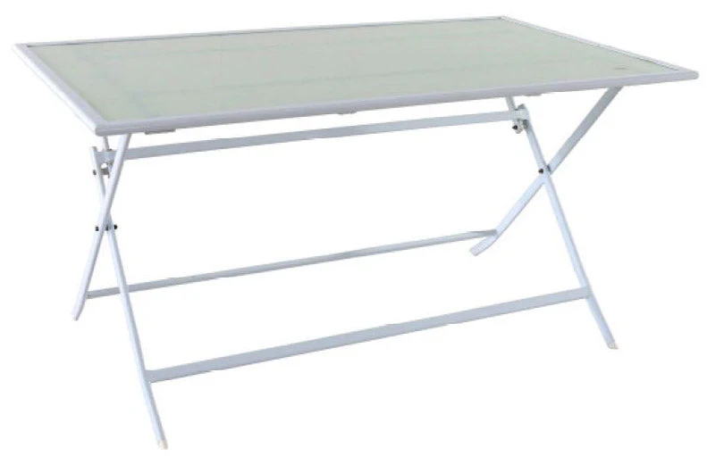 Tavolo Rettangolare Pieghevole da Giardino 140x80 in Ferro e Vetro Vorghini Polignano