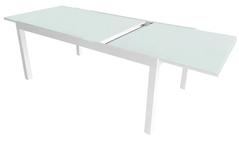 Tavolo Allungabile da Giardino in Alluminio Piano in Vetro Vorghini Pietra Ligure Bianco