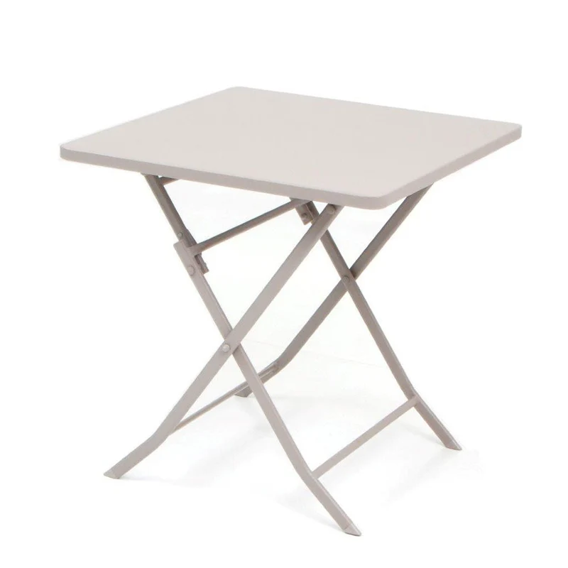 Tavolo Tavolino Pieghevole da Esterno per Campeggio Giardino Tortora 70X70 Cm