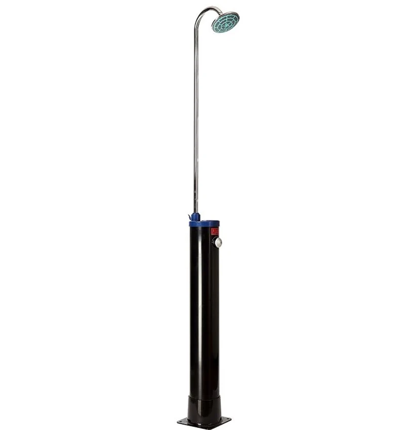 Doccia Solare da Giardino 19 L Base In Pvc e Tubo Superiore In Acciaio Inox Sined Gru Nero