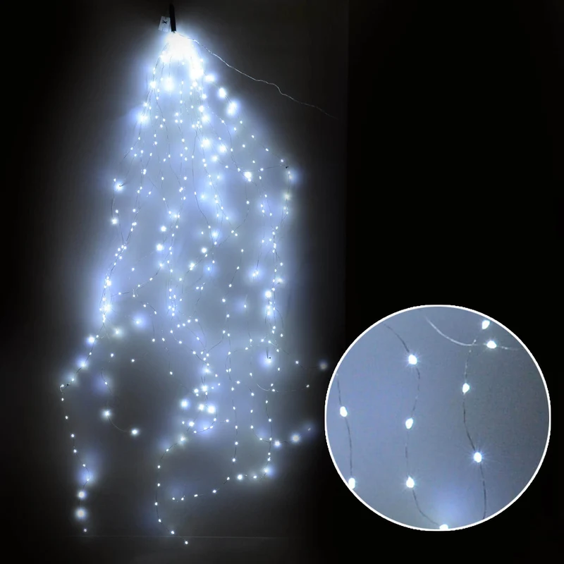 Luci di Natale a Cascata 350 MICROLED H2m Bianco Freddo da Esterno-Interno