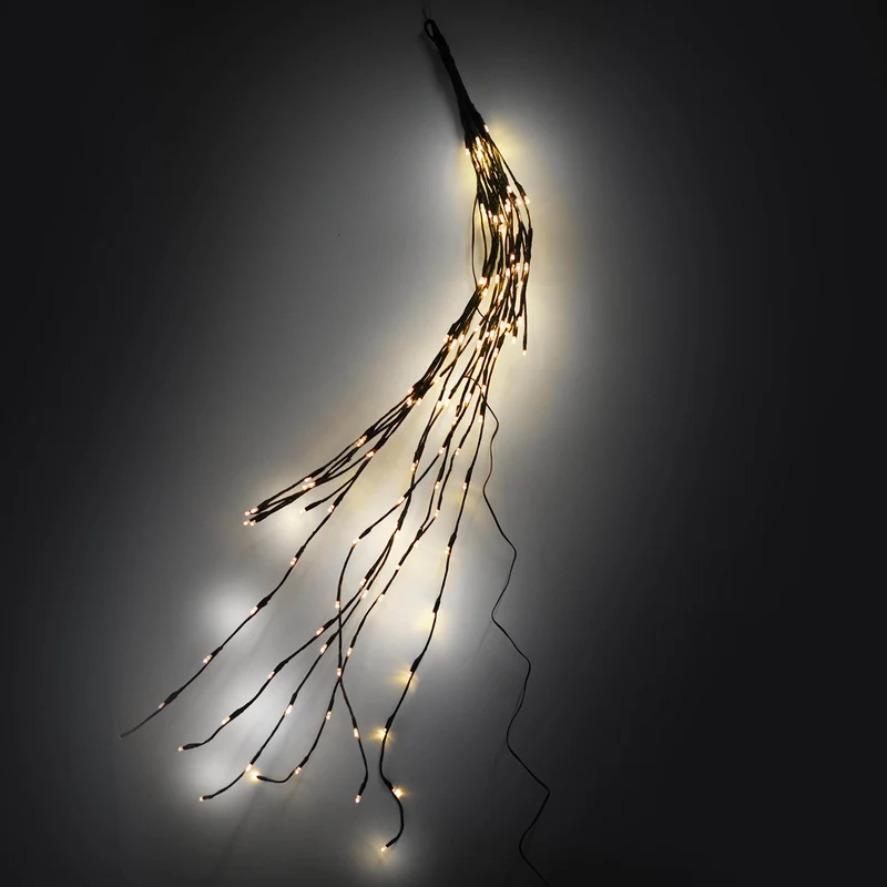 Luci di Natale a Ramo 144 LED H120 cm Bianco Caldo Filo Marrone da Esterno