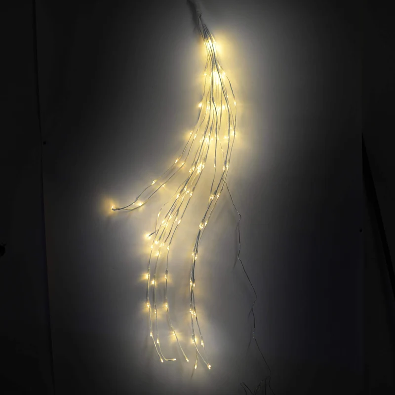 Luci di Natale a Ramo 144 LED H120 cm Bianco Caldo Filo Bianco da Esterno