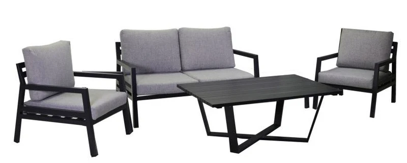 Set Salotto da Giardino in Alluminio Divano 2 Poltrone e Tavolino Irvine Grigio