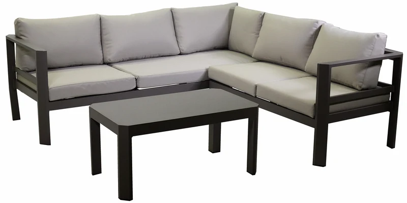 Set Salotto da Giardino Angolare in Alluminio con Tavolino Riverside Tortora