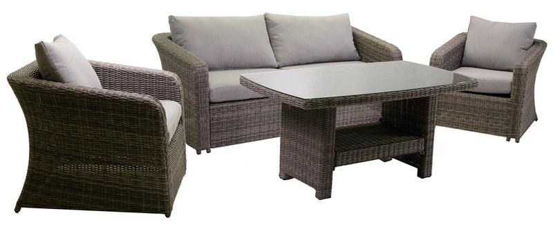 Set Salotto da Giardino in Polyrattan Atlanta Grigio