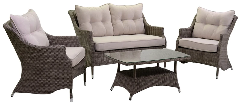 Set Salotto da Giardino in Polyrattan Atlanta Grigio