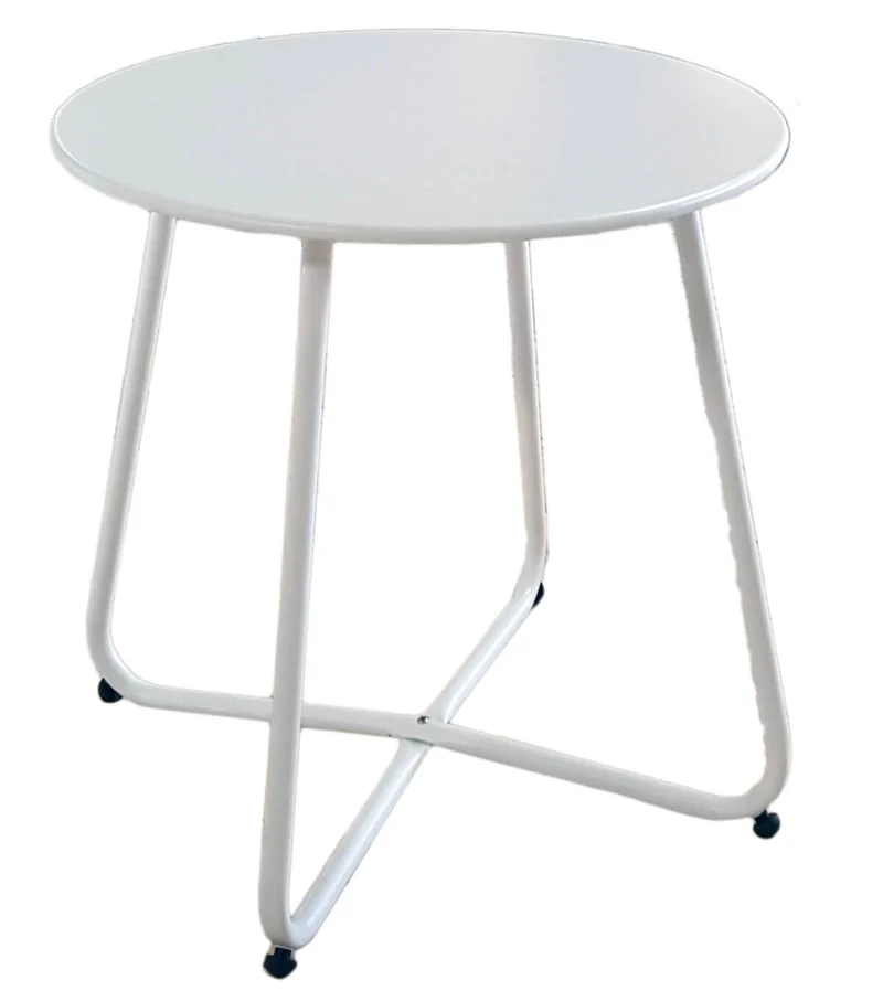 Tavolino da Gardino Ø45 cm in Ferro Epoxy Vorghini Bianco