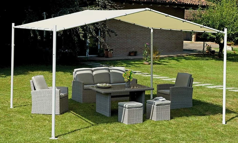 Gazebo da Giardino in Ferro 3,5X4m Vorghini Milano Bianco e Ecrù