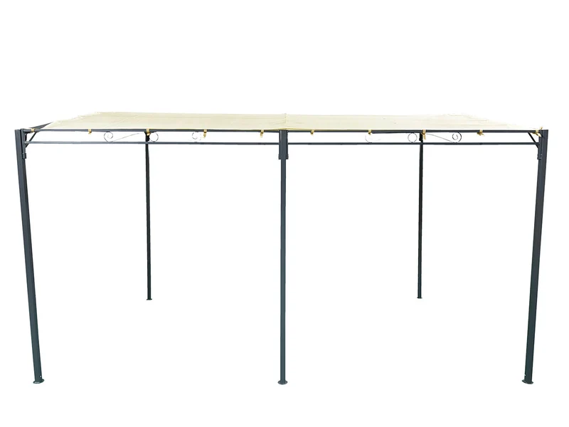 Gazebo da Giardino Pergola con 5 Pali 400x300x240 cm in Acciaio e Poliestere Beige e Nero