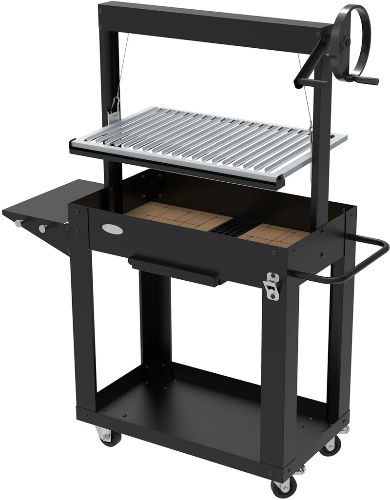 Barbecue a Legna e Carbone 80x46,5x21 cm BBQ Argentino in Acciaio Santa Maria Nero