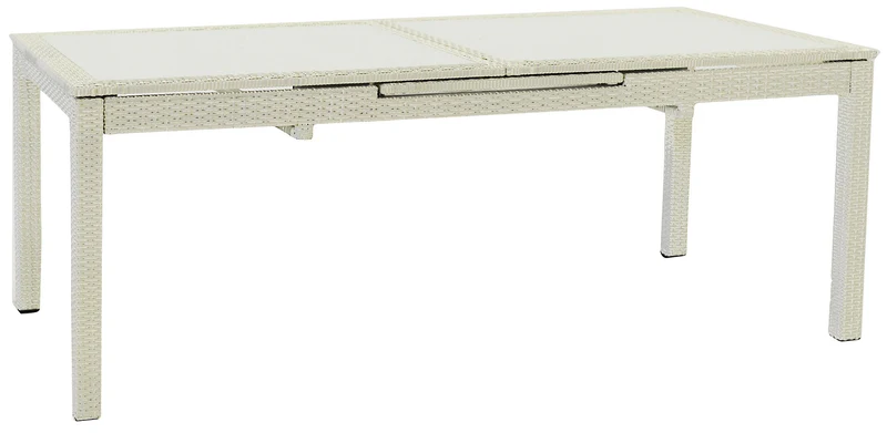 Tavolo da Giardino Rettangolare Allungabile 160/220cm in Polyrattan Bianco Ghiaccio