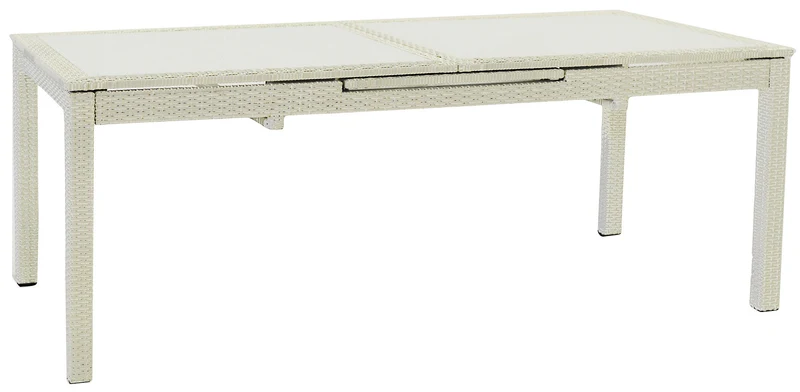 Tavolo da Giardino Rettangolare Allungabile 200/260cm in Polyrattan Bianco Ghiaccio