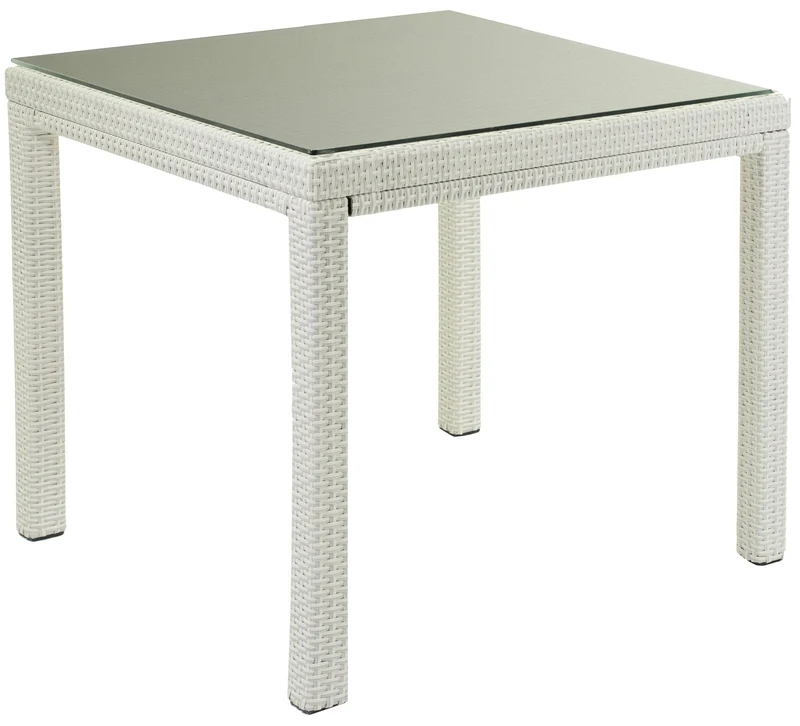 Tavolo da Giardino Quadrato 80x80cm in Polyrattan Adila Bianco Ghiaccio