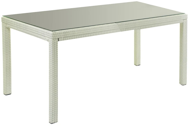 Tavolo da Giardino Rettangolare in Polyrattan Adila Bianco Ghiaccio