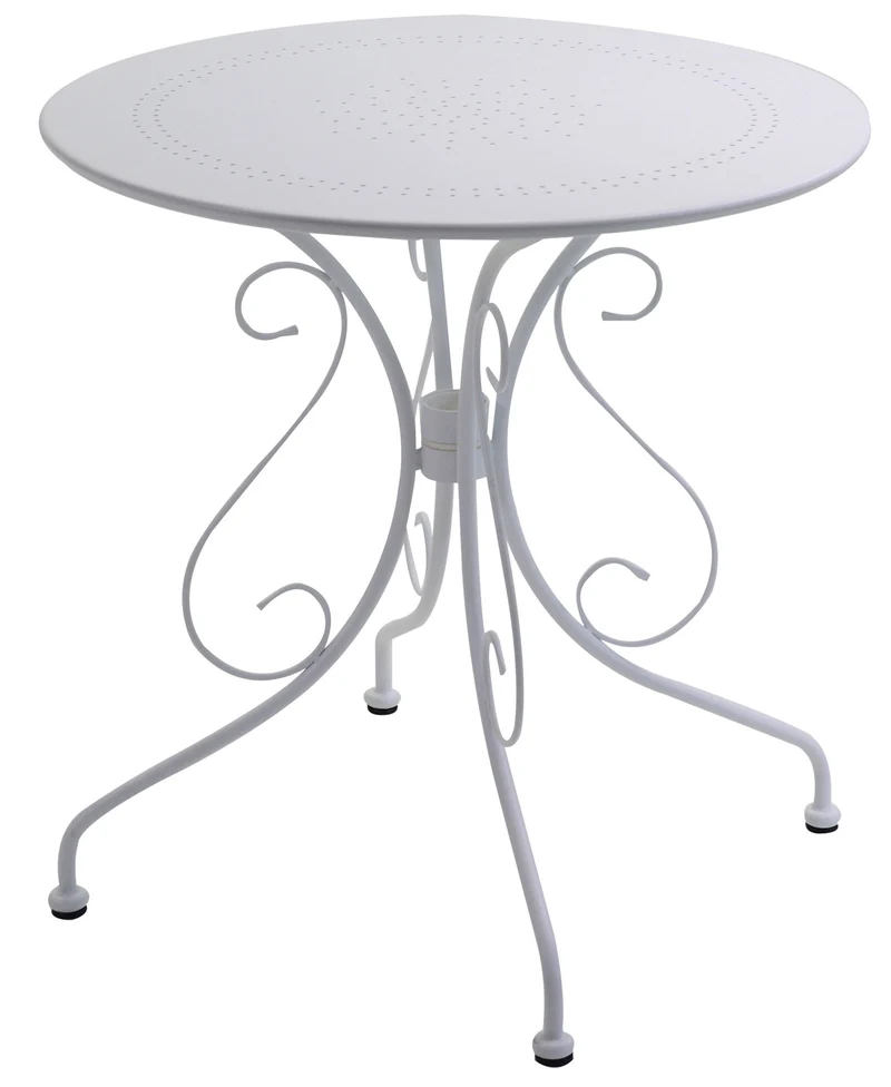 Tavolo da Giardino Rotondo Ø70cm in Metallo Old Bianco