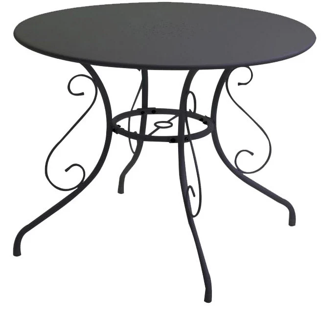 Tavolo da Giardino Rotondo Ø95cm in Metallo Old Antracite