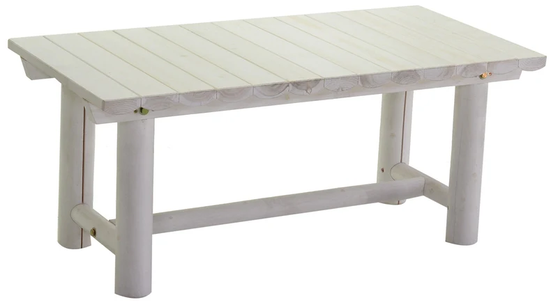 Tavolino da Giardino Rettangolare in Legno Kyoto Bianco