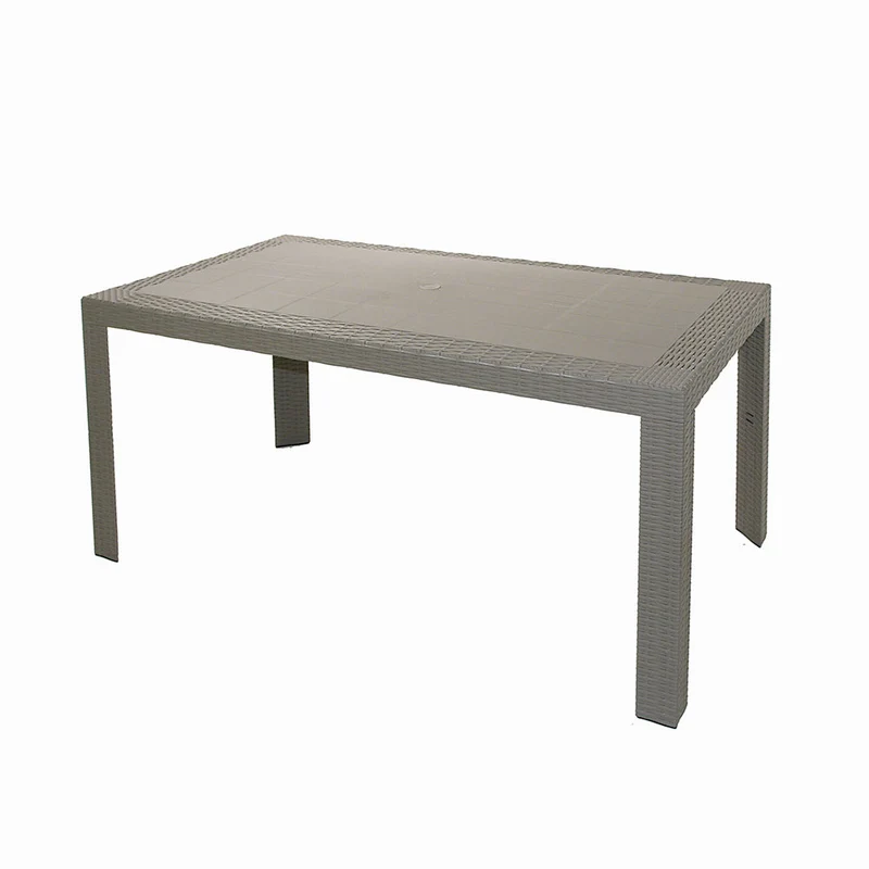 Tavolo da Giardino in Plastica Rettangolare 140x80x72cm Urano Tortora