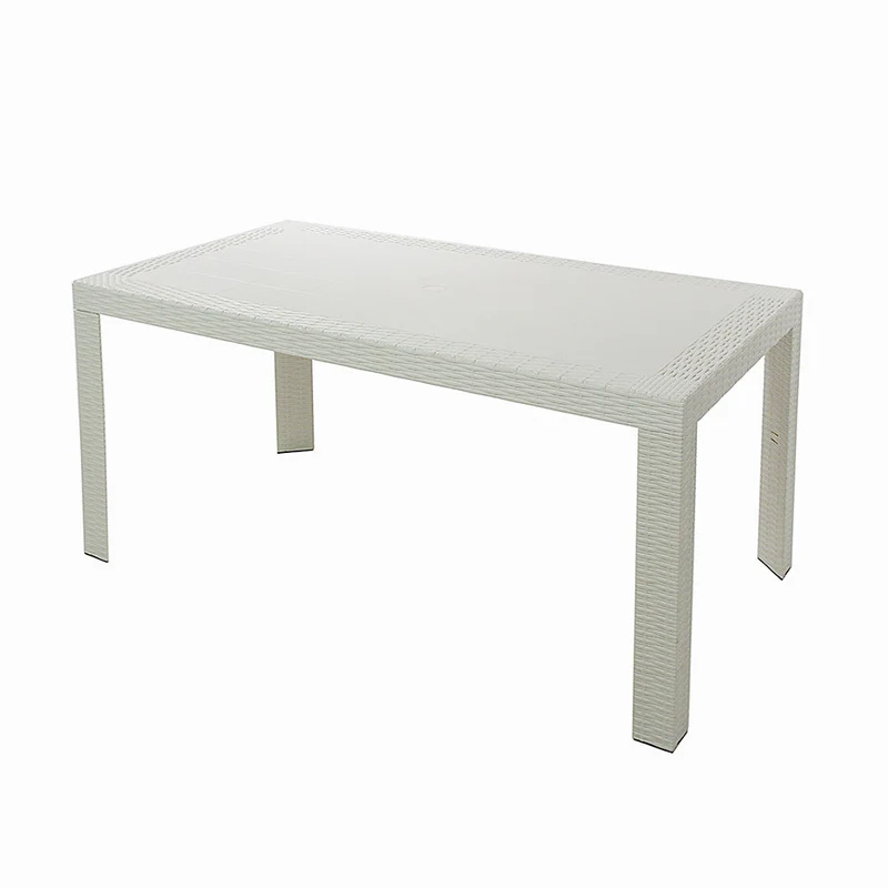 Tavolo da Giardino in Plastica Rettangolare 140x80x72cm Urano Bianco
