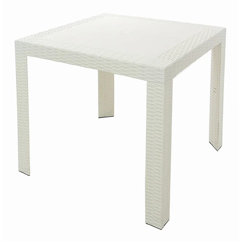 Tavolo da Giardino in Plastica Quadrato 80x80x72cm Saturno Bianco