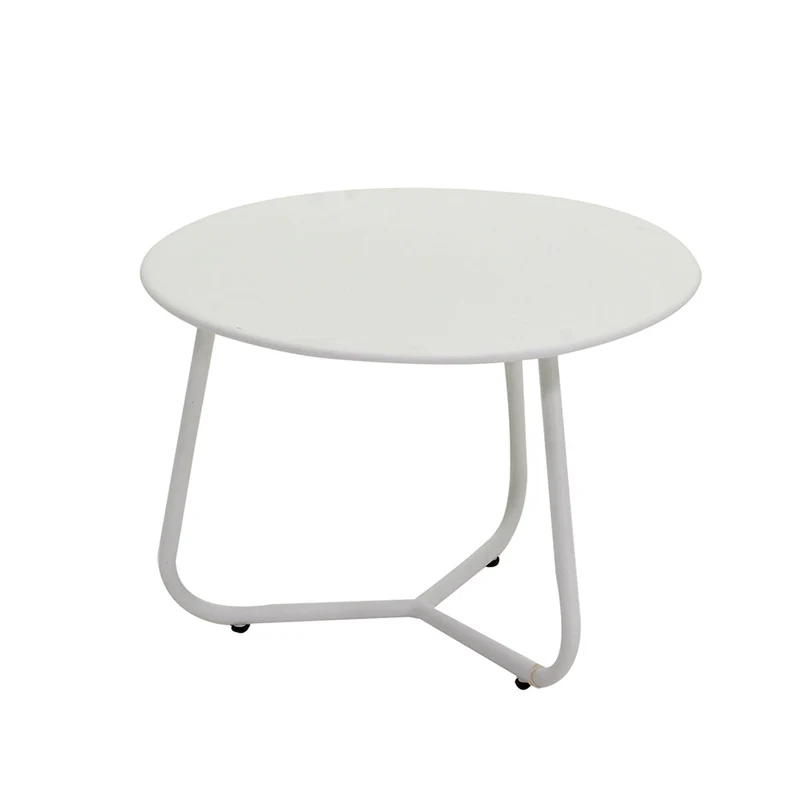 Tavolino da Giardino in Metallo Tondo Ø55x38cm Daytona Bianco