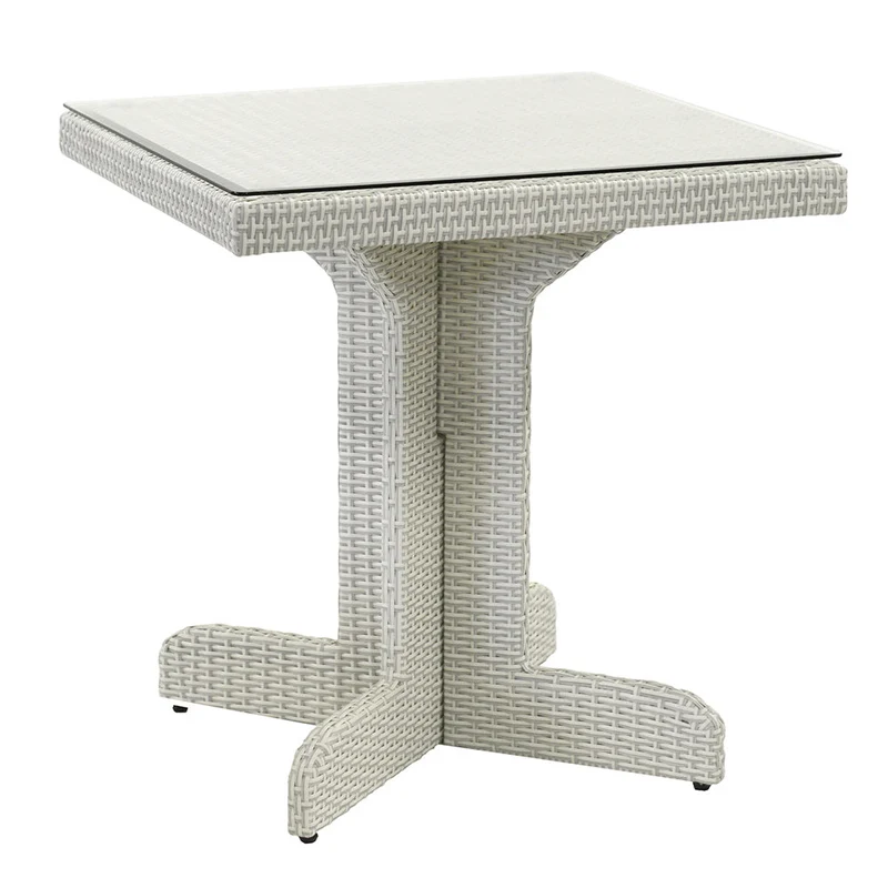 Tavolino da Giardino in Polyrattan Quadrato 70x70x75cm Adila Bianco Ghiaccio
